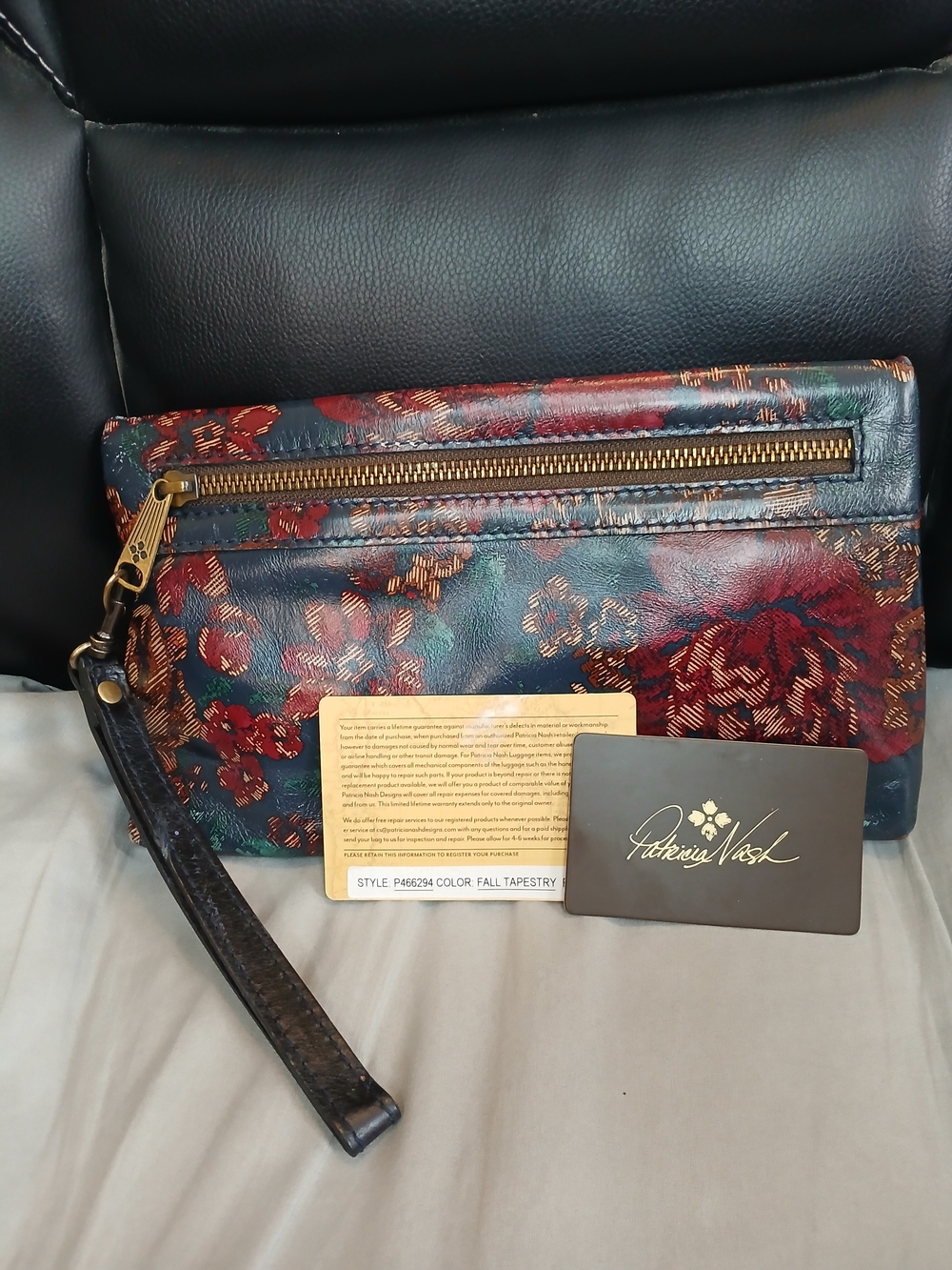 Patricia Nash Floral Tapestry Wristlet Clutch - Navy, Red, Teal